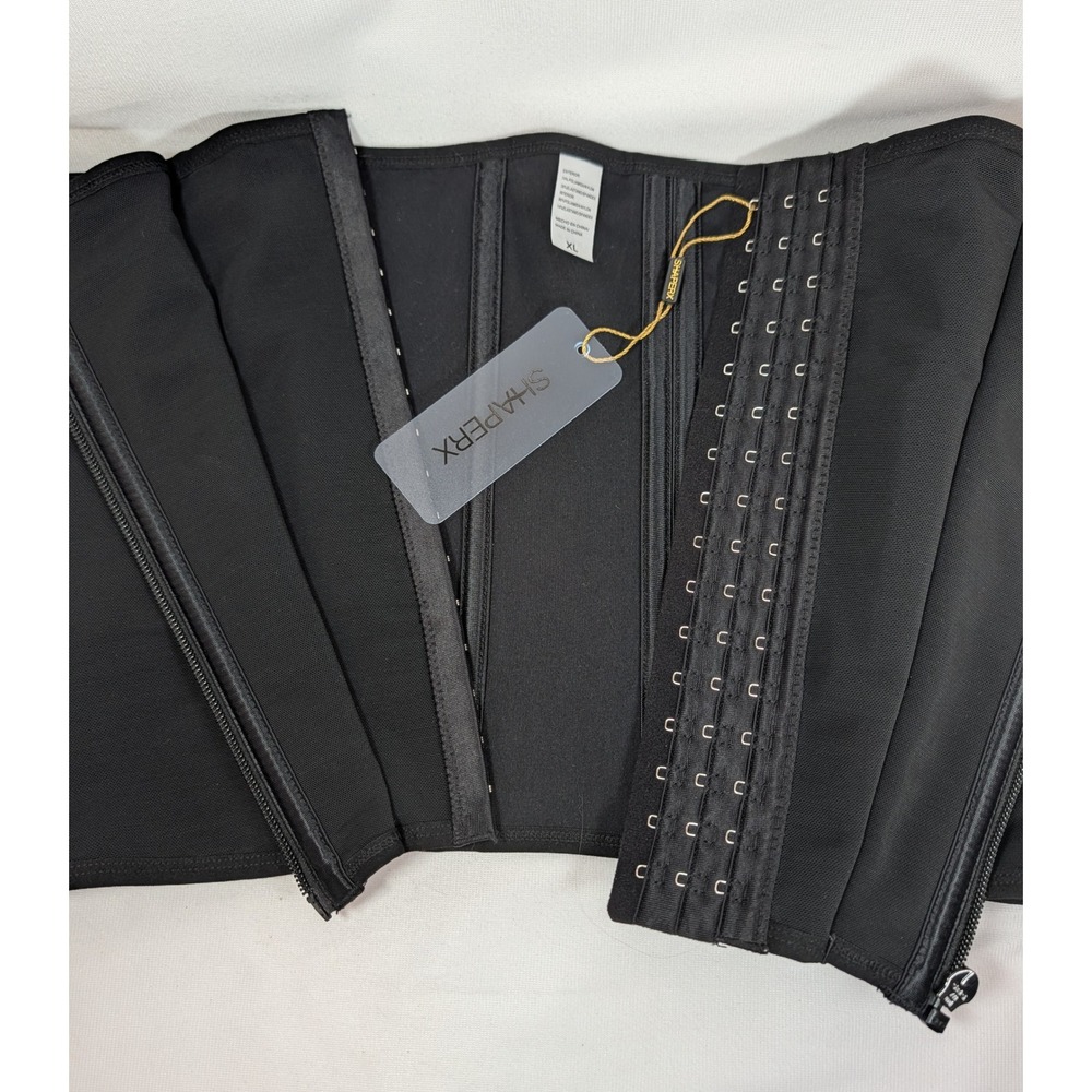 SHAPERX Waist Trainer Cincher Zipper Hook Tummy Control Shapewear Black XL NEW